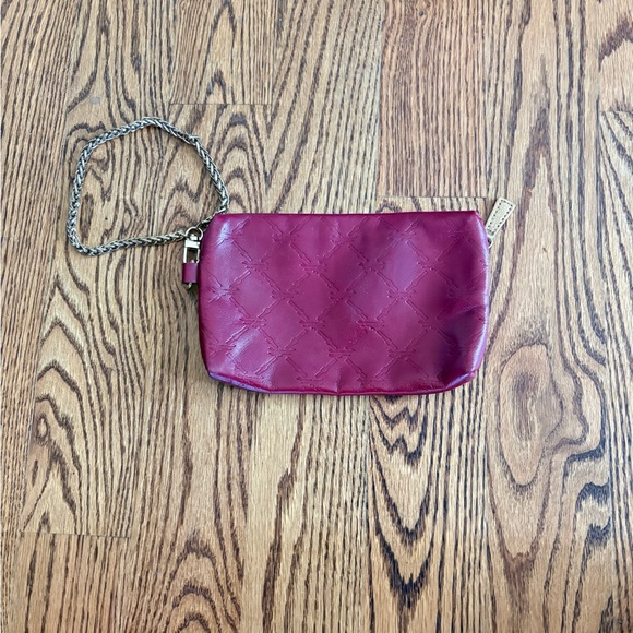 Longchamp LM Cuir Embossed Leather Wristlet - Burgundy/Berry - Picture 2 of 5